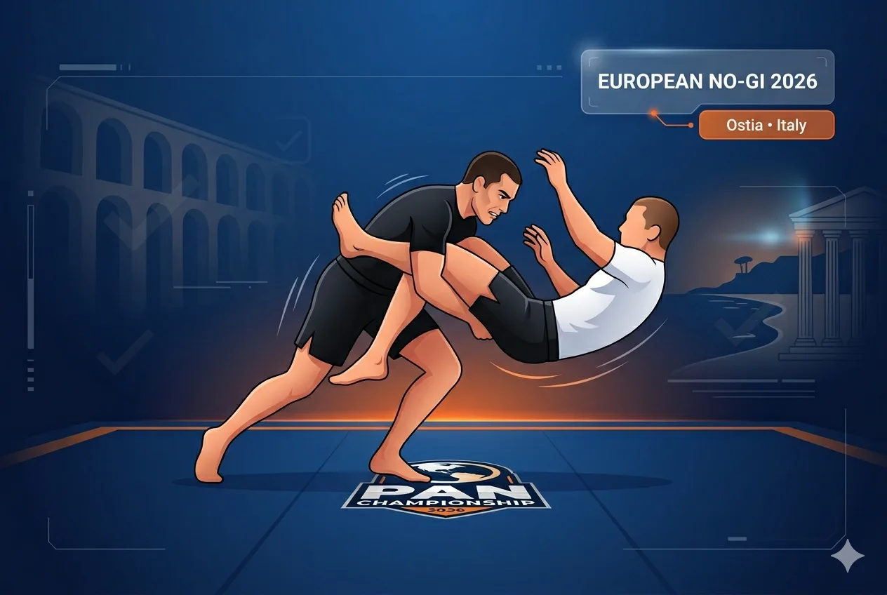 No-Gi BJJ competitors at the IBJJF European No-Gi Championship in Italy